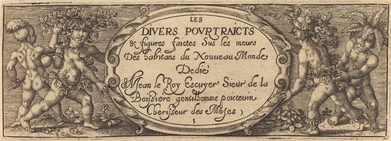 Les divers pourtraicts et figures I (strona tytułowa) autorstwa Master AD
