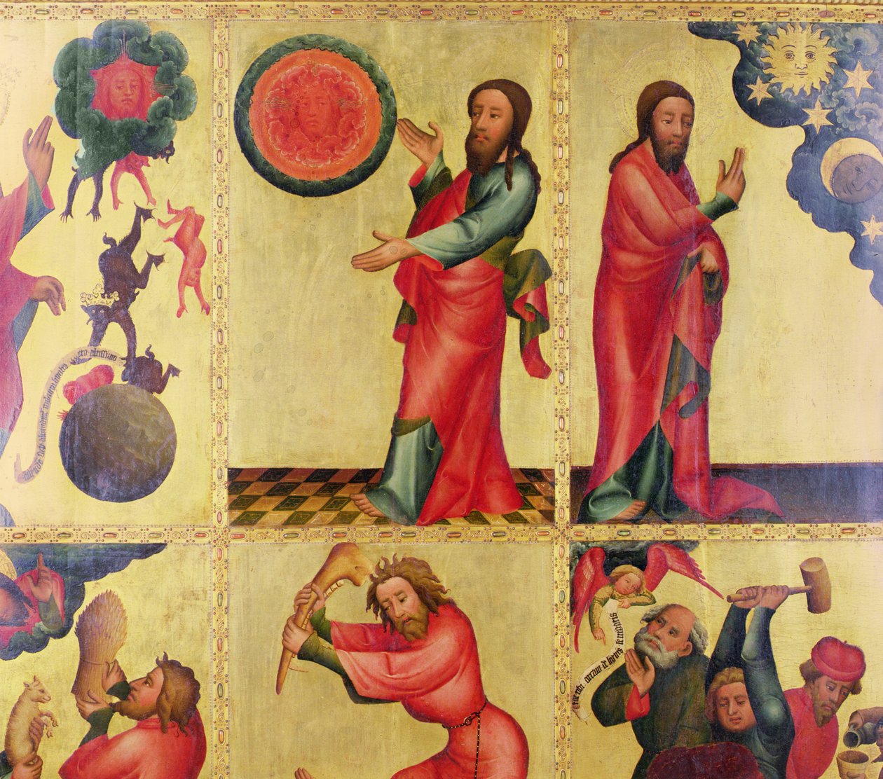 Lewe skrzydło Ołtarza Głównego św. Piotra w Hamburgu, Ołtarz Grabarza, 1383 (tempera na płycie) (detal z 145257) autorstwa Master Bertram of Minden