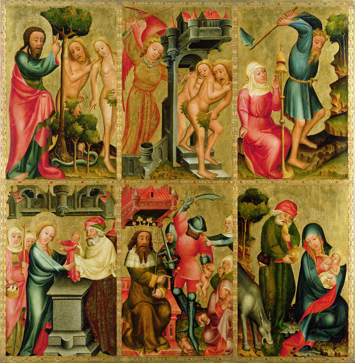 Prawe skrzydło Wysokiego Ołtarza Świętego Piotra w Hamburgu, Ołtarz Grabowera, 1383 (tempera na desce) autorstwa Master Bertram of Minden