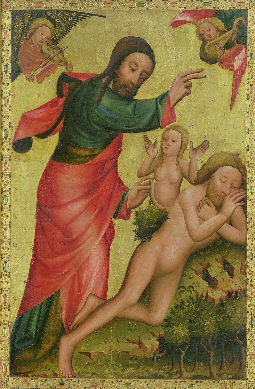 Stworzenie Ewy, panel z Ołtarza Grabowera, Ołtarza Świętego Piotra w Hamburgu (patrz także 153621) autorstwa Master Bertram of Minden