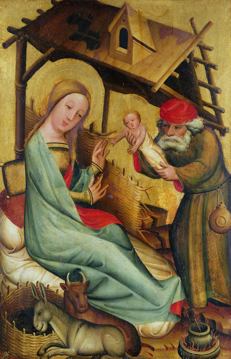 Narodzenia z ołtarza głównego św. Piotra w hamburgu, ołtarz Grabower, 1383 (tempera na desce) autorstwa Master Bertram of Minden