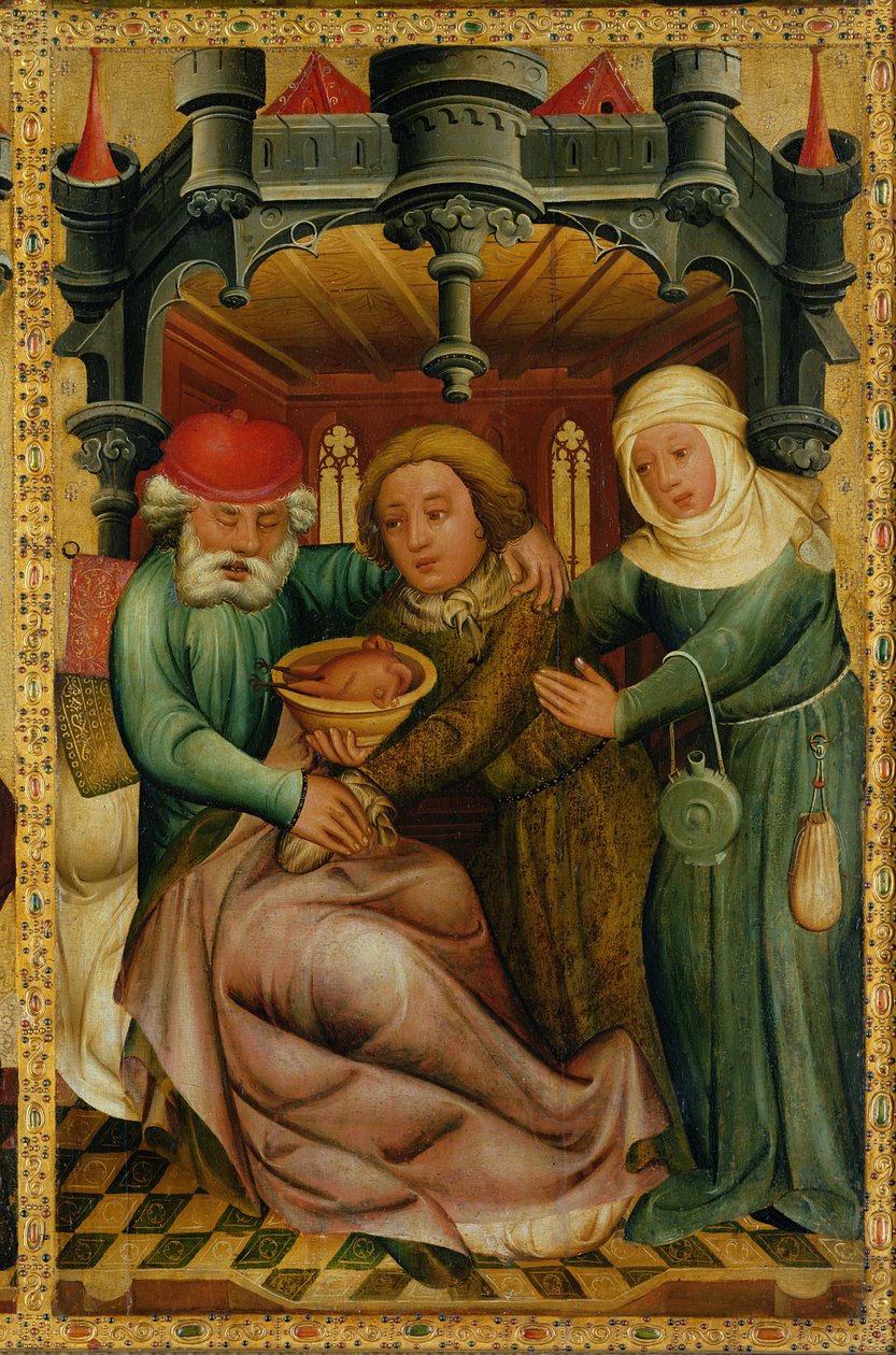 Skradzione błogosławieństwo z ołtarza głównego św. Piotra w Hamburgu, Ołtarz Grabowera, 1383 (tempera na desce) autorstwa Master Bertram of Minden