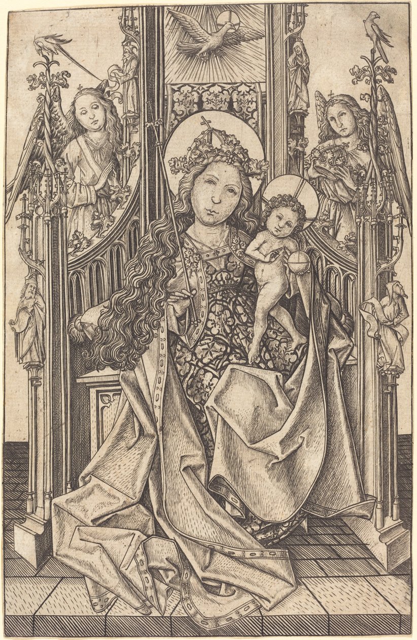 Madonna z Dzieciątkiem na tronie autorstwa Master E.S.