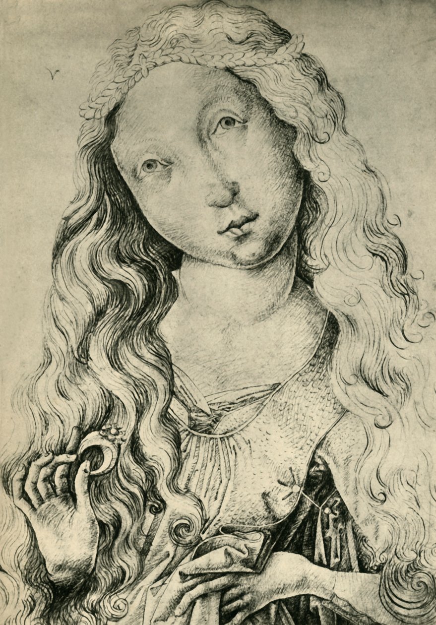 Portret kobiety z pierścionkiem, Św. Katarzyna, 1450-1470, 1943. autorstwa Master ES