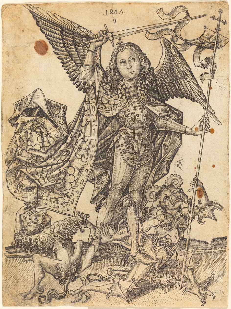 Saint Michael Defeating the Devils   1237278   pl       polish Successfully Translated  Original: Temple, decor pour une piece de theatre (Temple. Stage design for a theatre Play). Peinture anonyme. Aquarelle et gouache sur papier, vers 1800. Decor de thea autorstwa Master E.S.