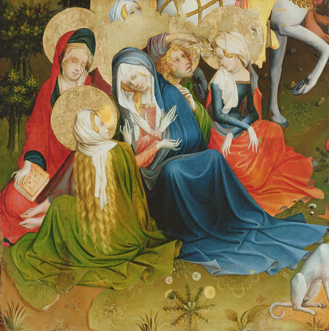 Grupa Kobiet przy Ukrzyżowaniu, tablica z ołtarza św. Tomasza z kościoła św. Jana w Hamburgu, rozpoczęta w 1424 (tempera i olej na tablicy) autorstwa Master Francke