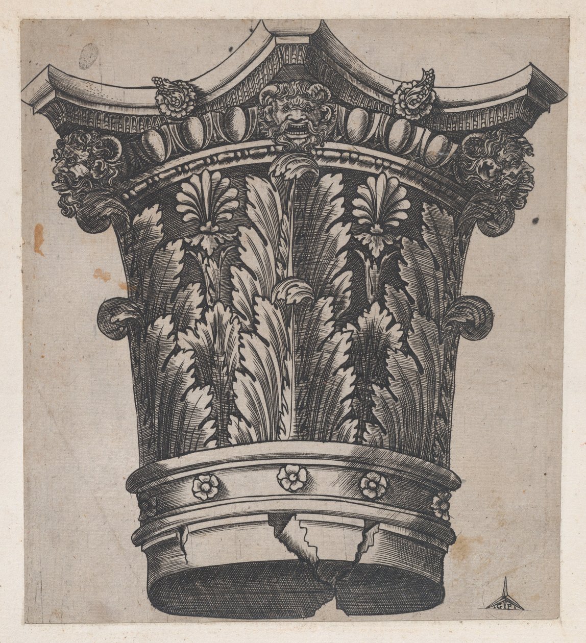 Lustro rzymskiej świetności: Stolica z głowami i maskami, ca. 1537., ca. 1537 autorstwa Master GA