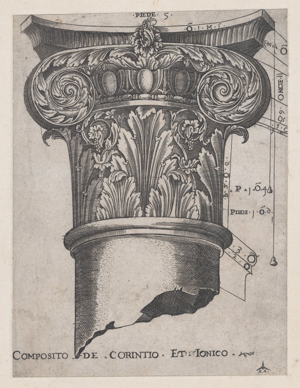 Lustro rzymskiej wspaniałości: kompozyt koryncki i joński, ca. 1537., ca. 1537 autorstwa Master GA