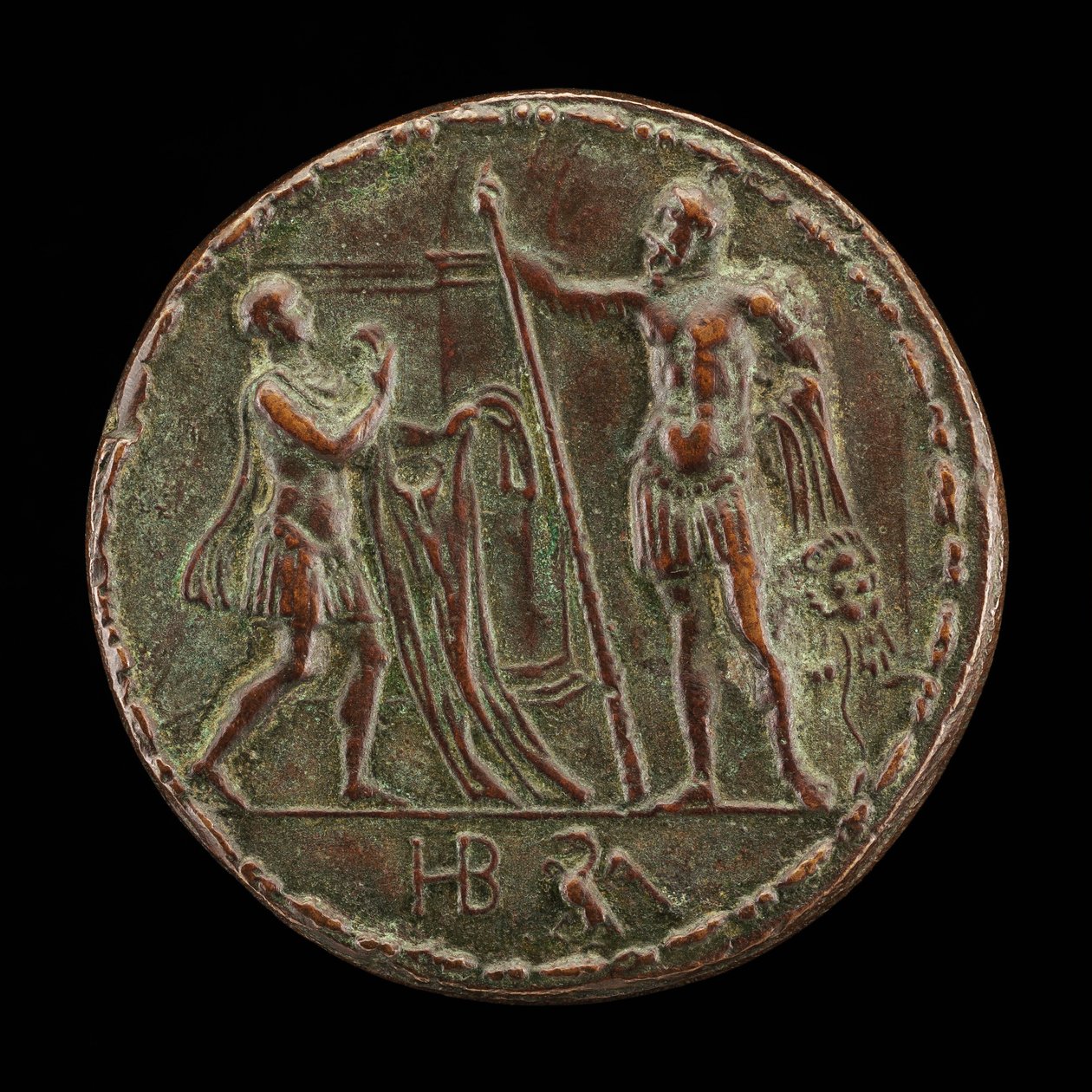 Posłaniec przynosi Herkulesowi koszulę Nessusa [rewers], c. 15251550. autorstwa Master HB