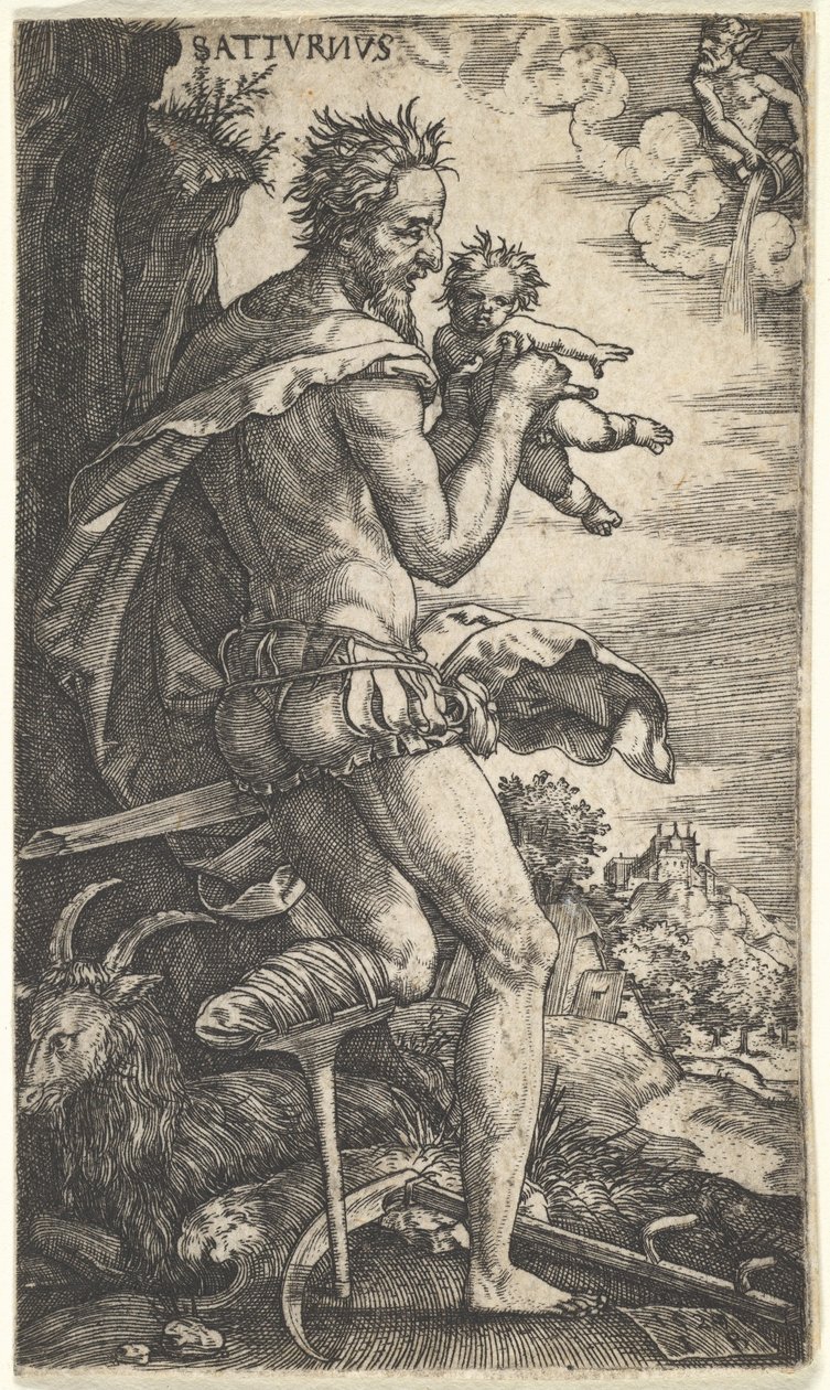 Saturn z Bogów, którzy przewodniczą planetom, 1525. autorstwa Master I.B.