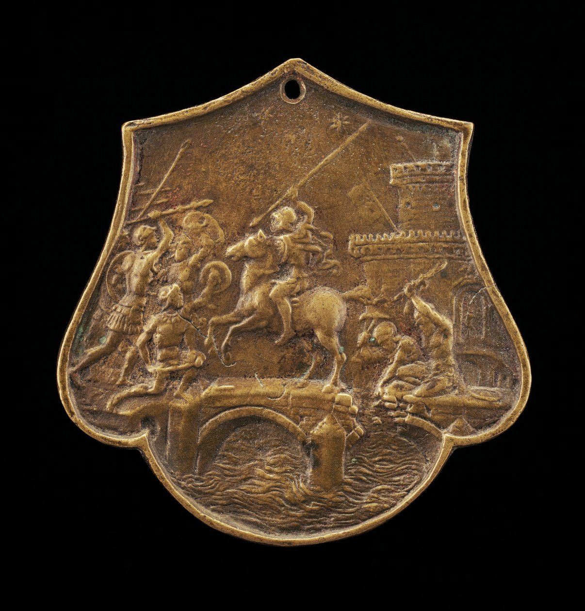 Horatius Cocles w obronie mostu, druga połowa XV wieku. autorstwa Master IO.FF.