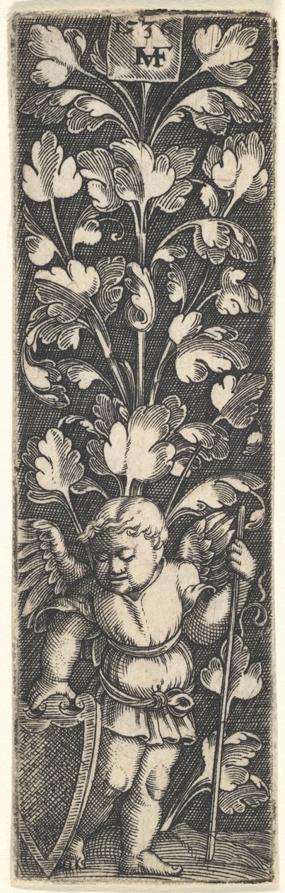 Ozdoba z geniuszem trzymającym tarczę, 1536. autorstwa Master MVHF