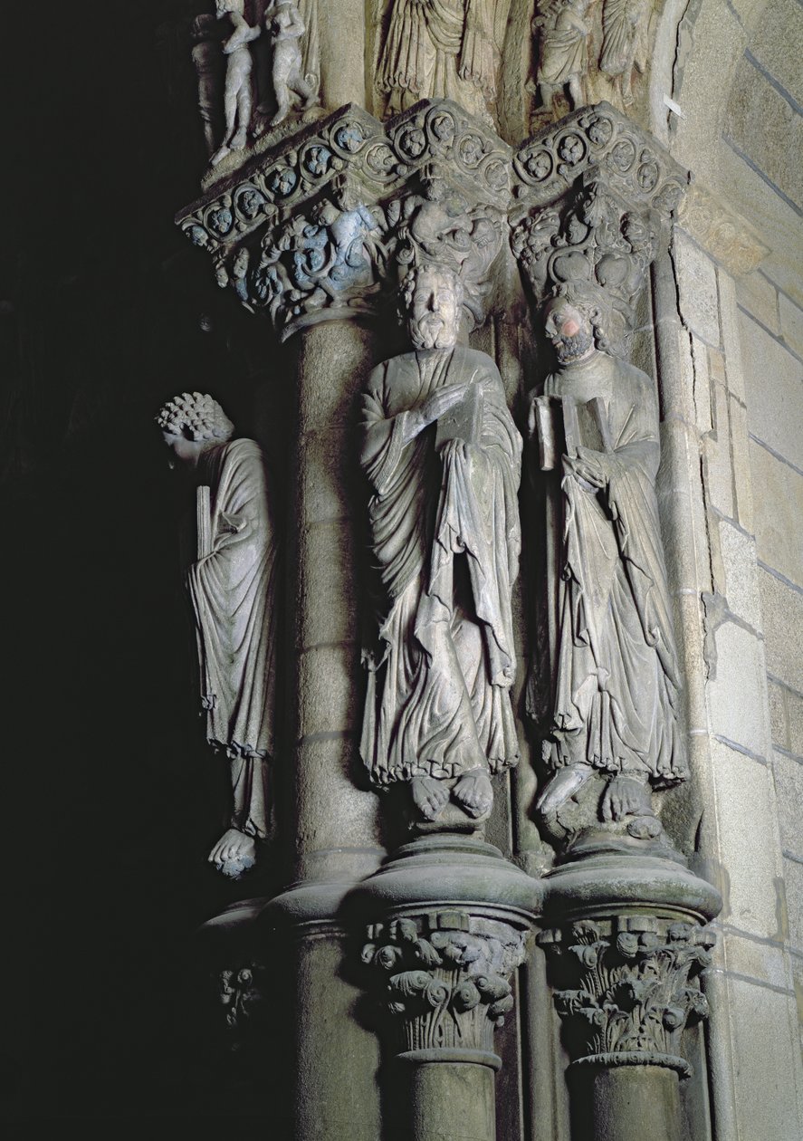 Fragment Portico de la Gloria przedstawiający kamień św. Andrzeja autorstwa Master Mateo