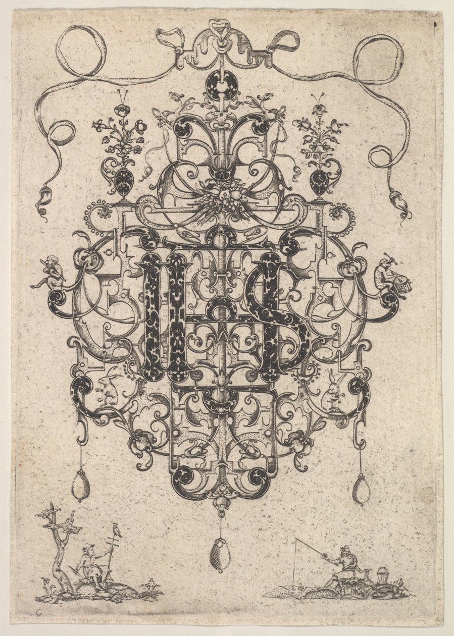 Wzór na zawieszkę z monogramem IHS, 1609. autorstwa Master PRK