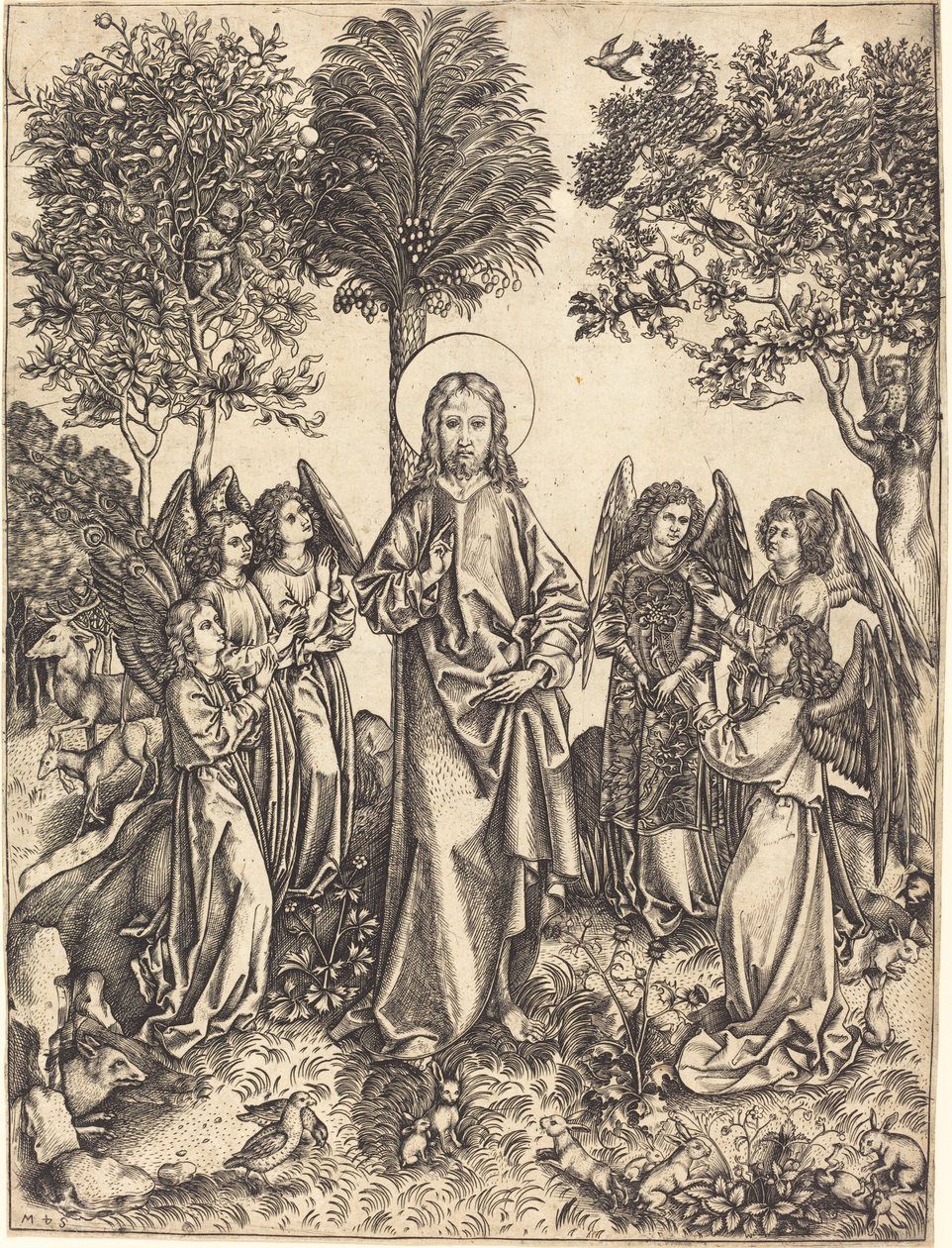 Chrystus na pustkowiu służony przez aniołów autorstwa Master i.e.