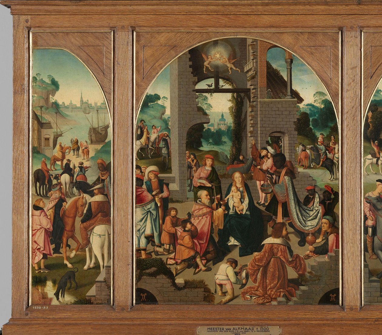Tryptyk z Adoracją Trzech Króli (skrzydło środkowe i wewnętrzne), św. Antonim Opatem (lewe, skrzydło zewnętrzne) i św. Adrianem (prawe, skrzydło zewnętrzne) autorstwa Master of Alkmaar (attributed to)