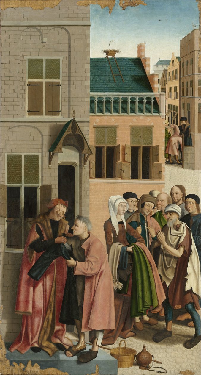 Siedem uczynków miłosierdzia: ubranie nagich, 1504 autorstwa Master of Alkmaar