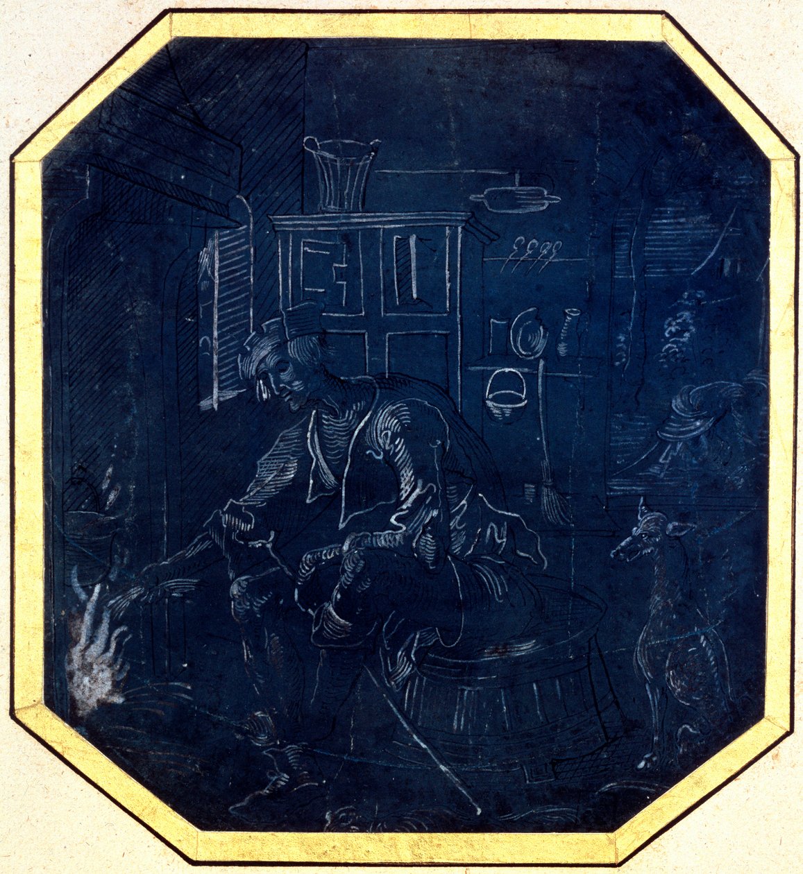 Syn marnotrawny przed ogniem, początek XVI wieku. autorstwa Master of Antwerp