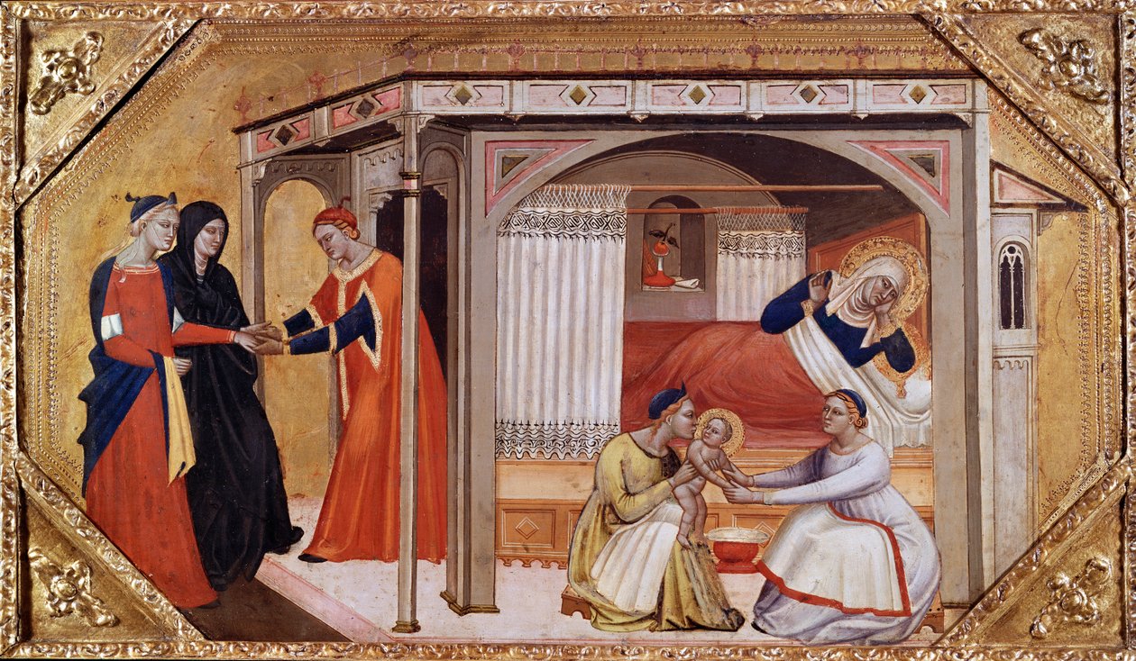 Narodziny Marii Panny, ok. 1365-1370 autorstwa Master of Ashmolean Predella
