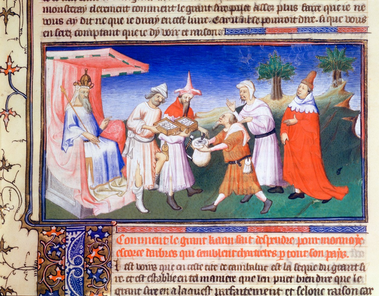 Kubilaj-chan płacący za zakupy, ok. 1280 r., początek XV w. autorstwa Master of Boucicaut