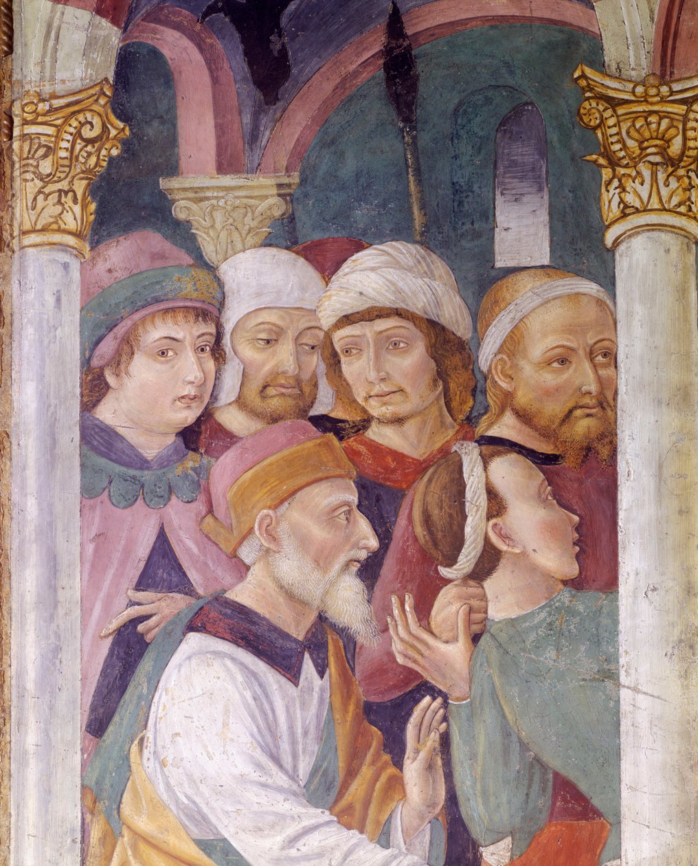 Włochy, region Piemont, prowincja Alessandria, fresk w kaplicy w bazylice Santa Maria Assunta autorstwa Master of Crea