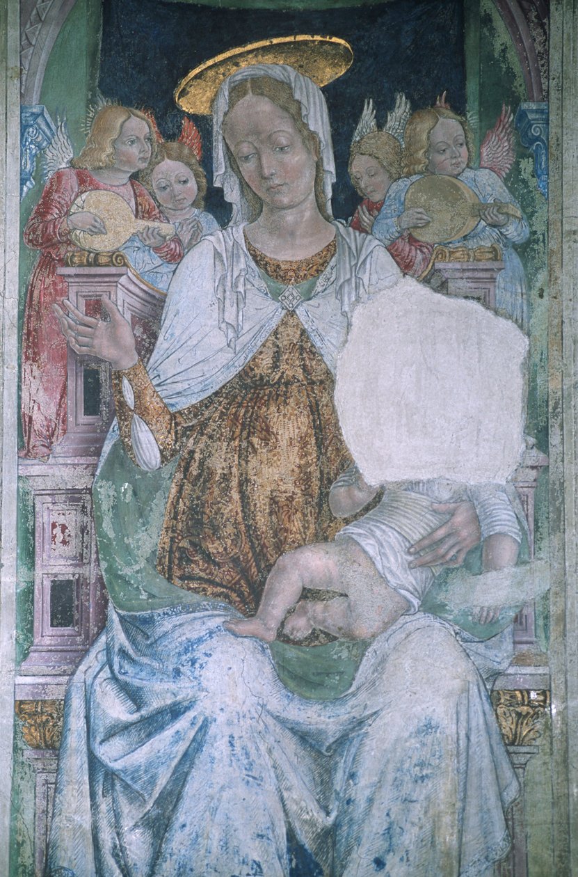 włochy, piemont, serralunga di crea, sacro monte di crea, bazylika santa maria assunta, kaplica, fresk autorstwa Master of Crea
