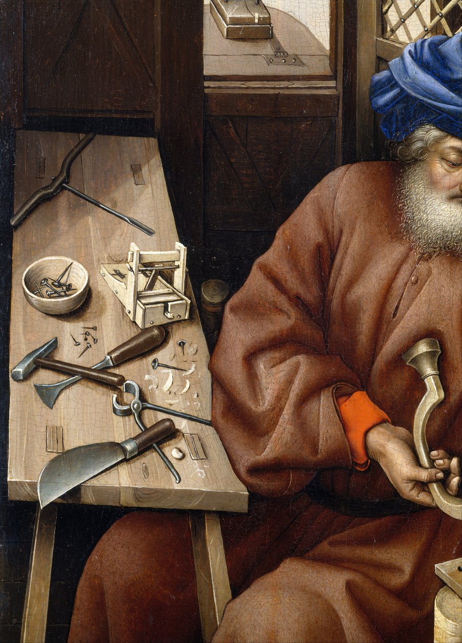 Tryptyk Zwiastowania (Ołtarz Merode), ok. 1427-32 (olej na dębie) autorstwa Master of Flémalle