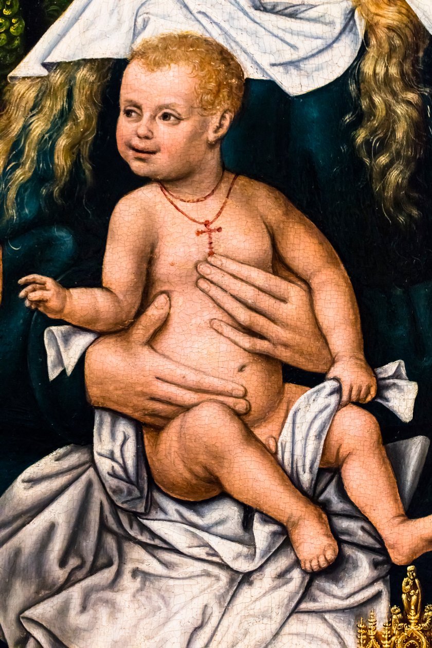 Pokłon Trzech Króli, ok. 1510 (tempera i olej na drewnie (dąb)) autorstwa Master of Frankfurt