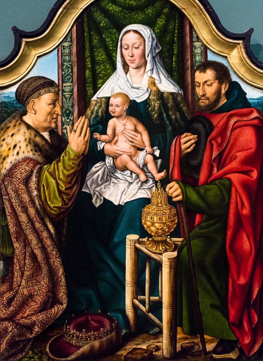 Pokłon Trzech Króli, ok. 1510 (tempera i olej na drewnie (dąb)) autorstwa Master of Frankfurt