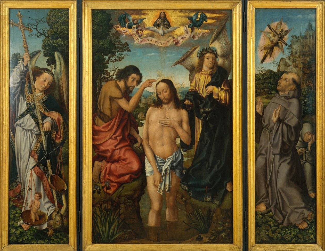 Tryptyk Chrztu Chrystusa - Mistrza z Frankfurtu (1460-ok. 1533) - ok. 1533 r. 1510 - Olej na drewnie - 169x213,5 - Museu Nacional d