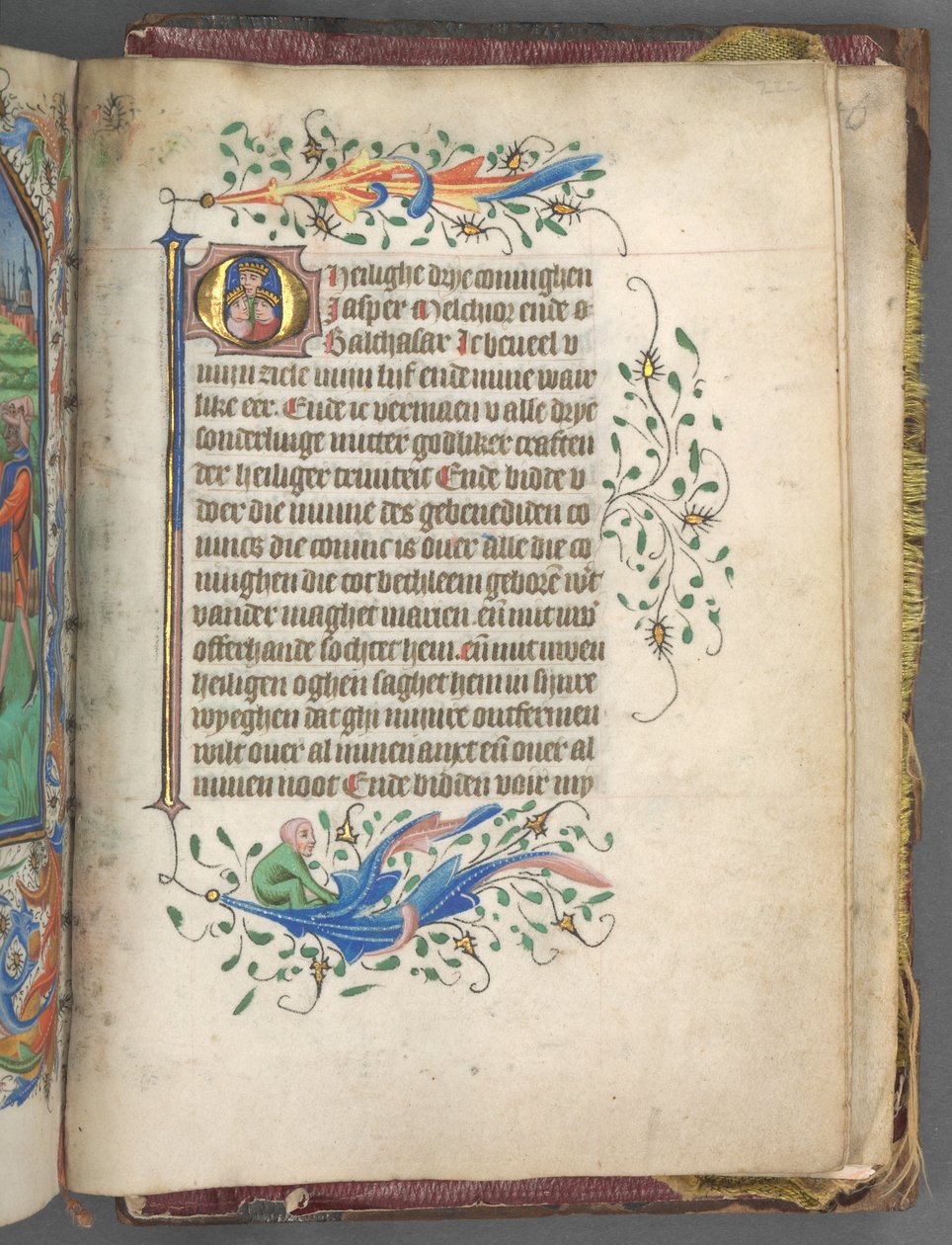 Księga godzin użytkowania Utrechtu: fol. 222r, Inicjał z Trzema Królami, c. 1460-1465. autorstwa Master of Gijsbrecht van Brederode