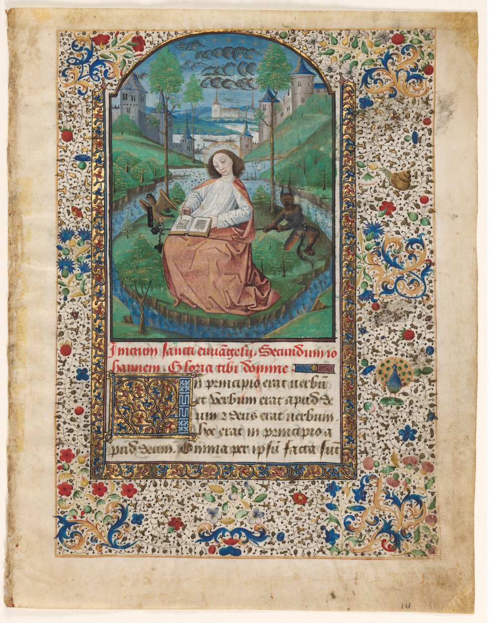 Kartka z Księgi Godzin: Jan na Patmos 1 z 2 Wyciętych Kartek, ok. godz. 1465. autorstwa Master of Jacques de Luxembourg