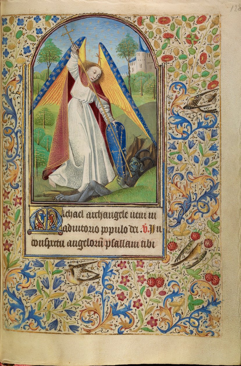 Święty Michał walczący z diabłem autorstwa Master of Jacques of Luxembourg