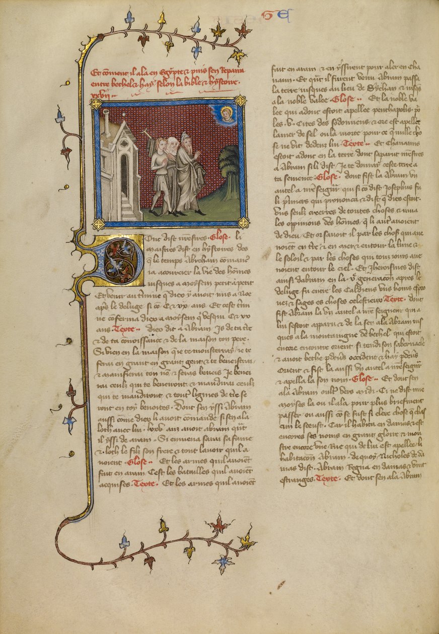 Abraham, Sara i Lot autorstwa Master of Jean de Mandeville