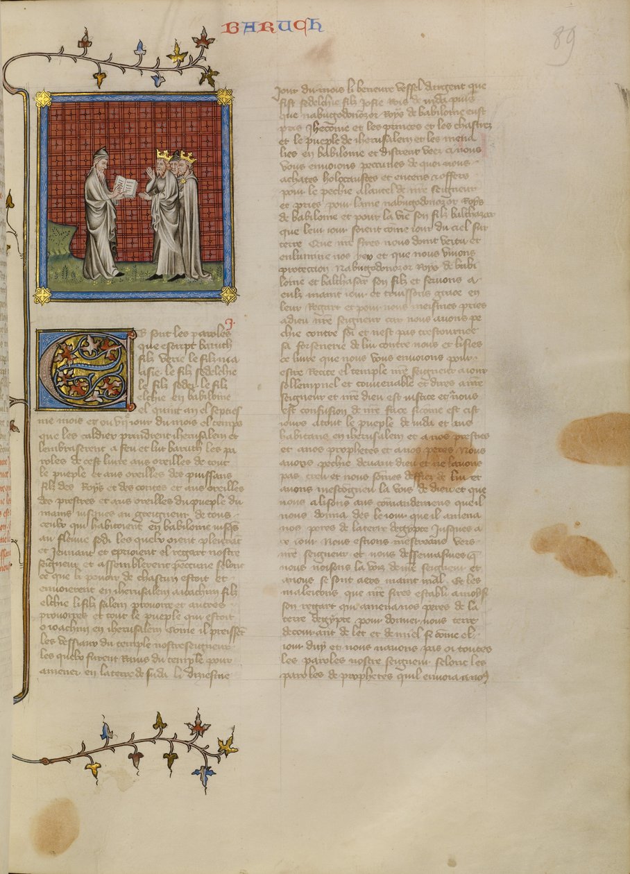 Baruch czytający Jekoniaszowi i innym szlachcicom autorstwa Master of Jean de Mandeville