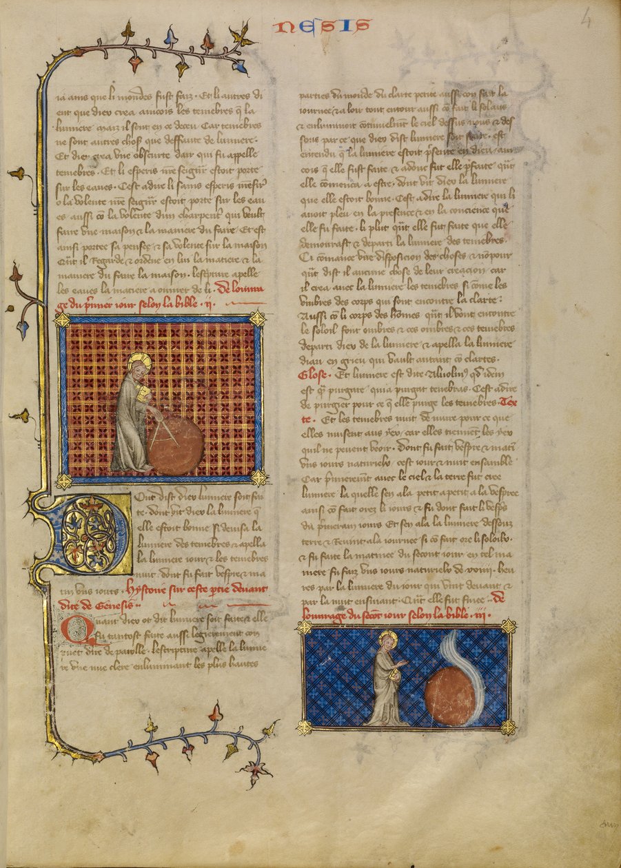 Stworzenie świata; Stworzenie niebios autorstwa Master of Jean de Mandeville