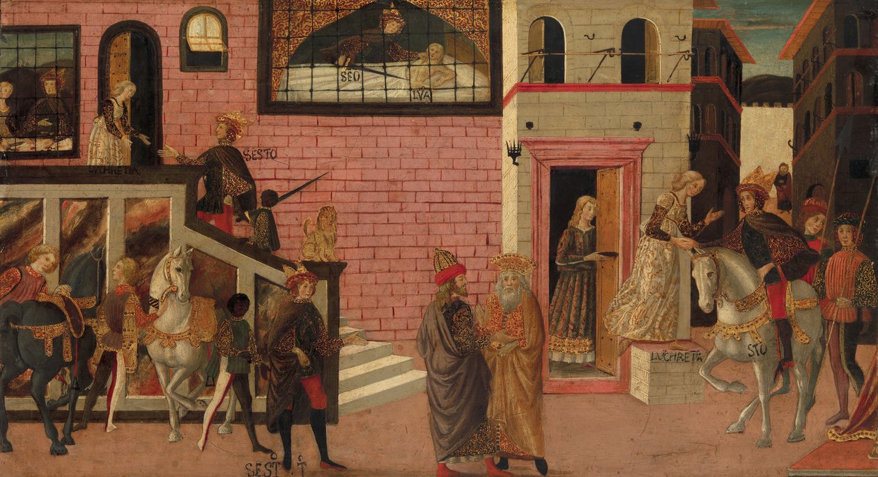 Gwałt na Lukrecji, koniec XV-początek XVI wieku. autorstwa Master of Marradi