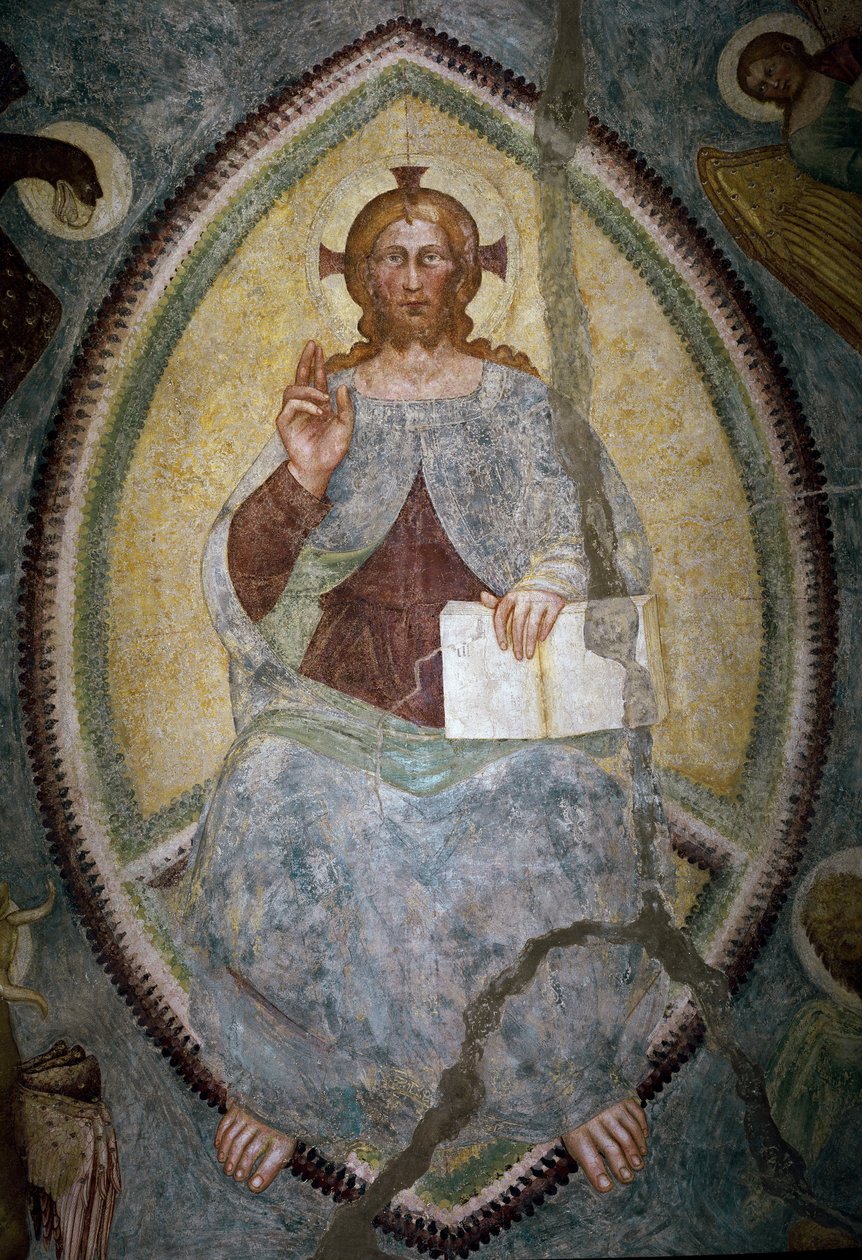 Odkupiciel między czterema ewangelistami (fresco autorstwa Master of Mocchirolo