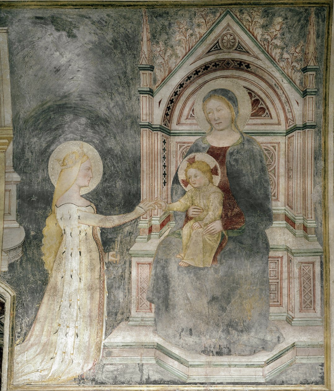 Duchowe małżeństwo Chrystusa ze św. Marią Magdaleną, szczegół. (ok. 1377, Fresk umieszczony na płótnie) autorstwa Master of Mocchirolo