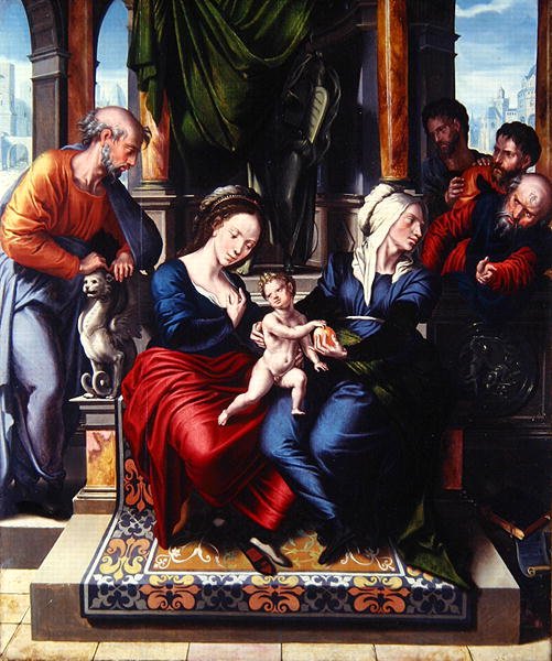 Święta Rodzina (olej na desce) autorstwa Master of Paul and Barnabas