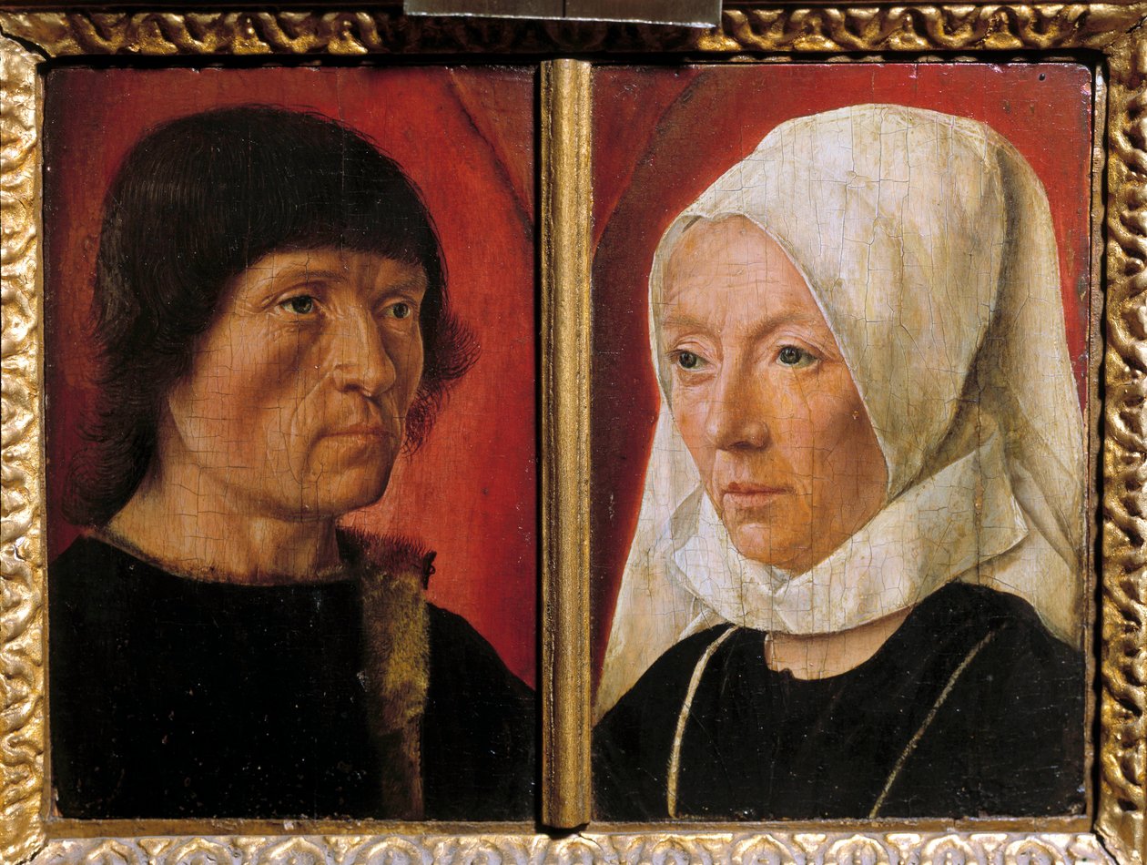 Portret mężczyzny i jego żony. Przedstawienie pary (portret podwójny). Malarstwo mistrza De Saint Gilles (czynnego w latach 1490-1510), szkoła francuska autorstwa Master of Saint Giles