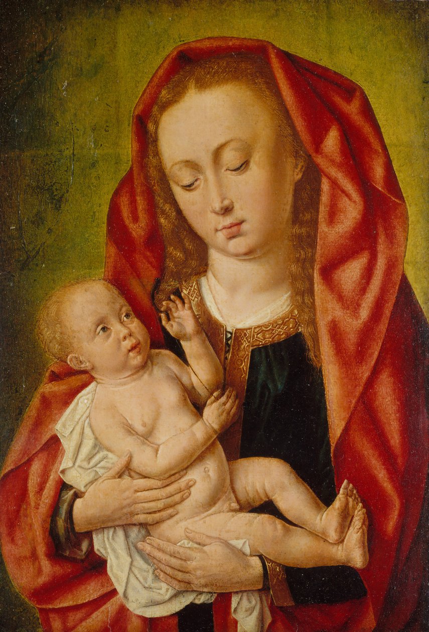 Dziewica z Dzieciątkiem z ważką, ca. 1500. autorstwa Master of Saint Gilles