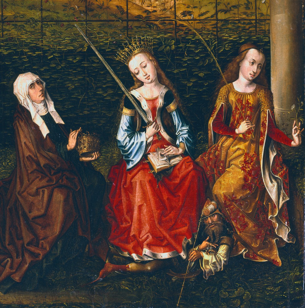 Św Elżbieta Węgierska, Św Katarzyna Aleksandryjska i Św Rozalia z Padwy, 1470-1500 autorstwa Master of Saint Gudule