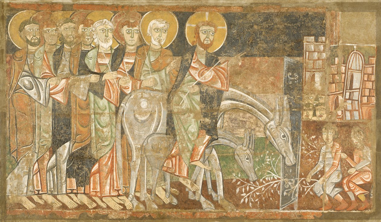 Wjazd Chrystusa do Jerozolimy, ok. 1125 r. (fresk) autorstwa Master of San Baudel