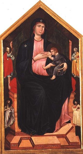 Madonna z Dzieciątkiem i świętymi (tempera na płycie) autorstwa Master of San Gaggio