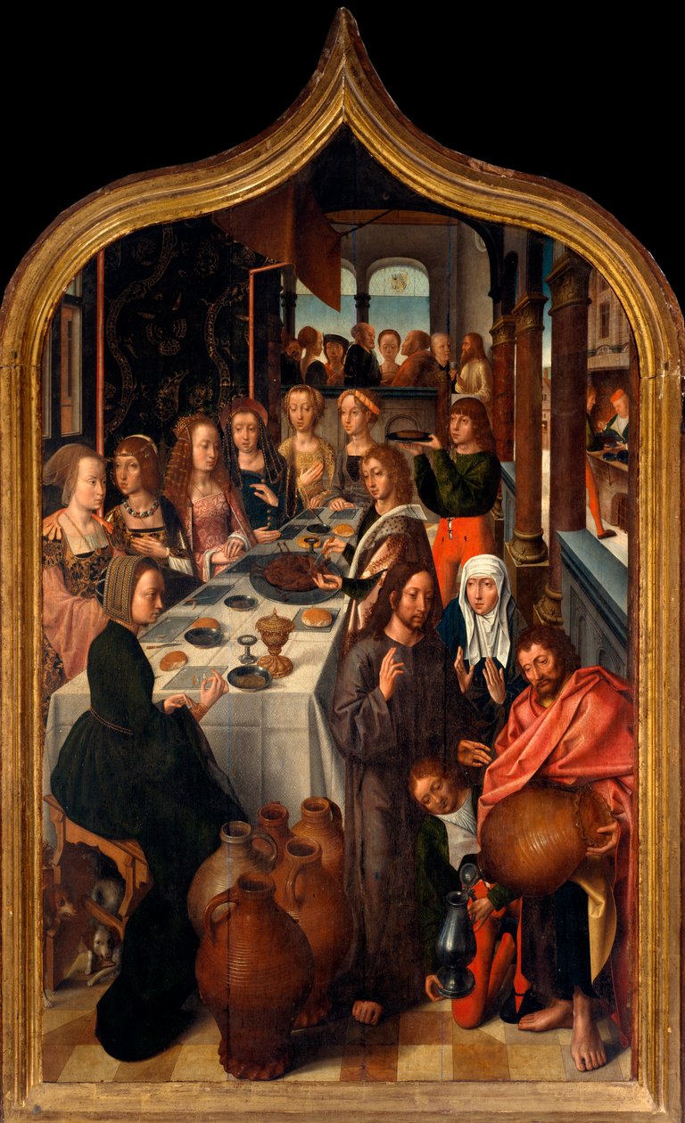 Tryptyk: „Wesele w Kanie”” Obraz mistrza San Lorenzo. Parafia San Lorenzo della Costa, Santa Margherita Ligure (Genua) autorstwa Master of San Lorenzo