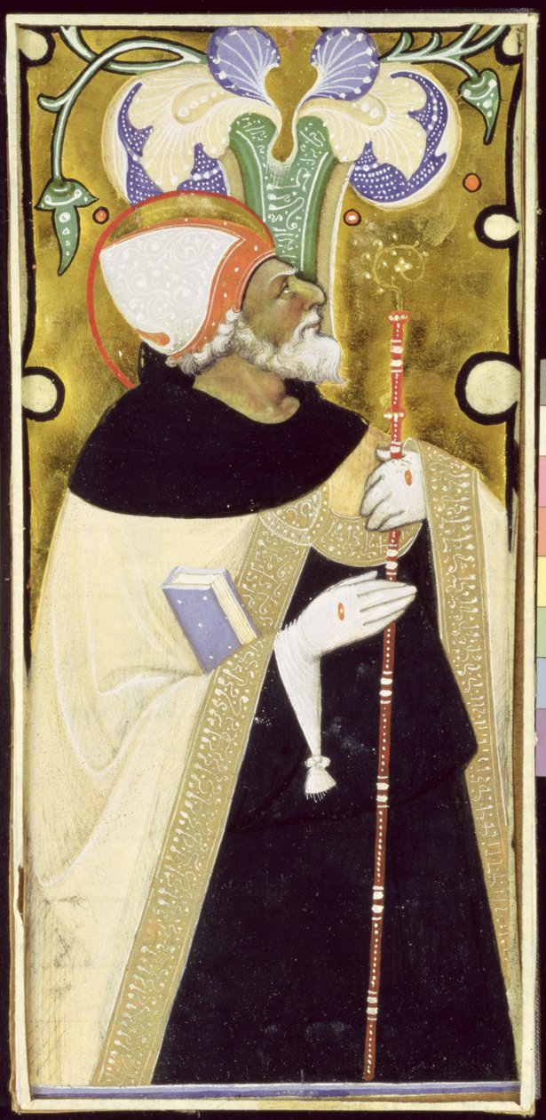Historyczny inicjał „I” przedstawiający św. Augustyna autorstwa Master of San Michele of Murano