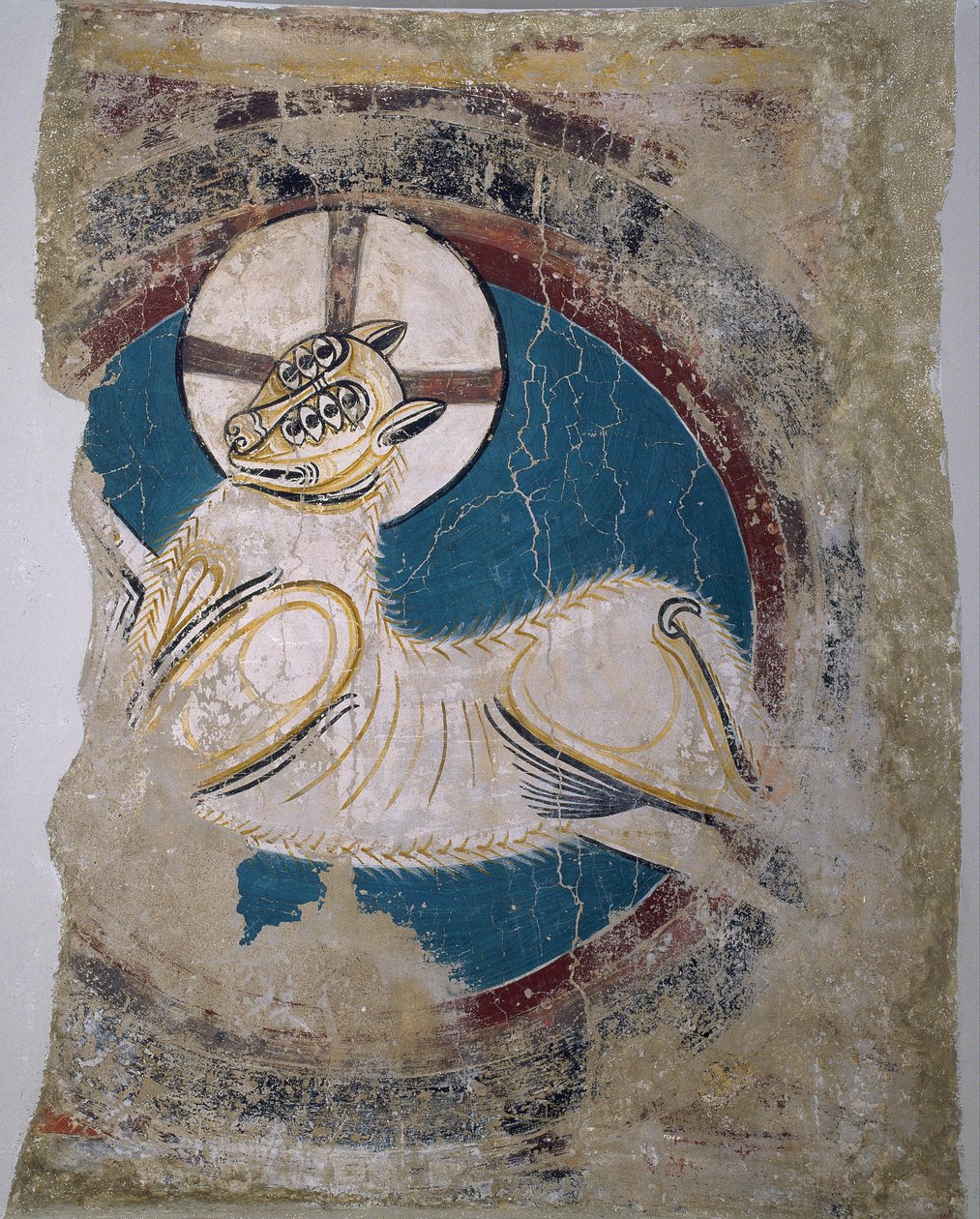Apokaliptyczny Baranek (z Sant Climent de Tauell) - Master of Tahull (Master of Sant Climent de Tauell) (aktywny XII wiek) - ca 1123 - Fresco - 146x113 - Museu Nacional d