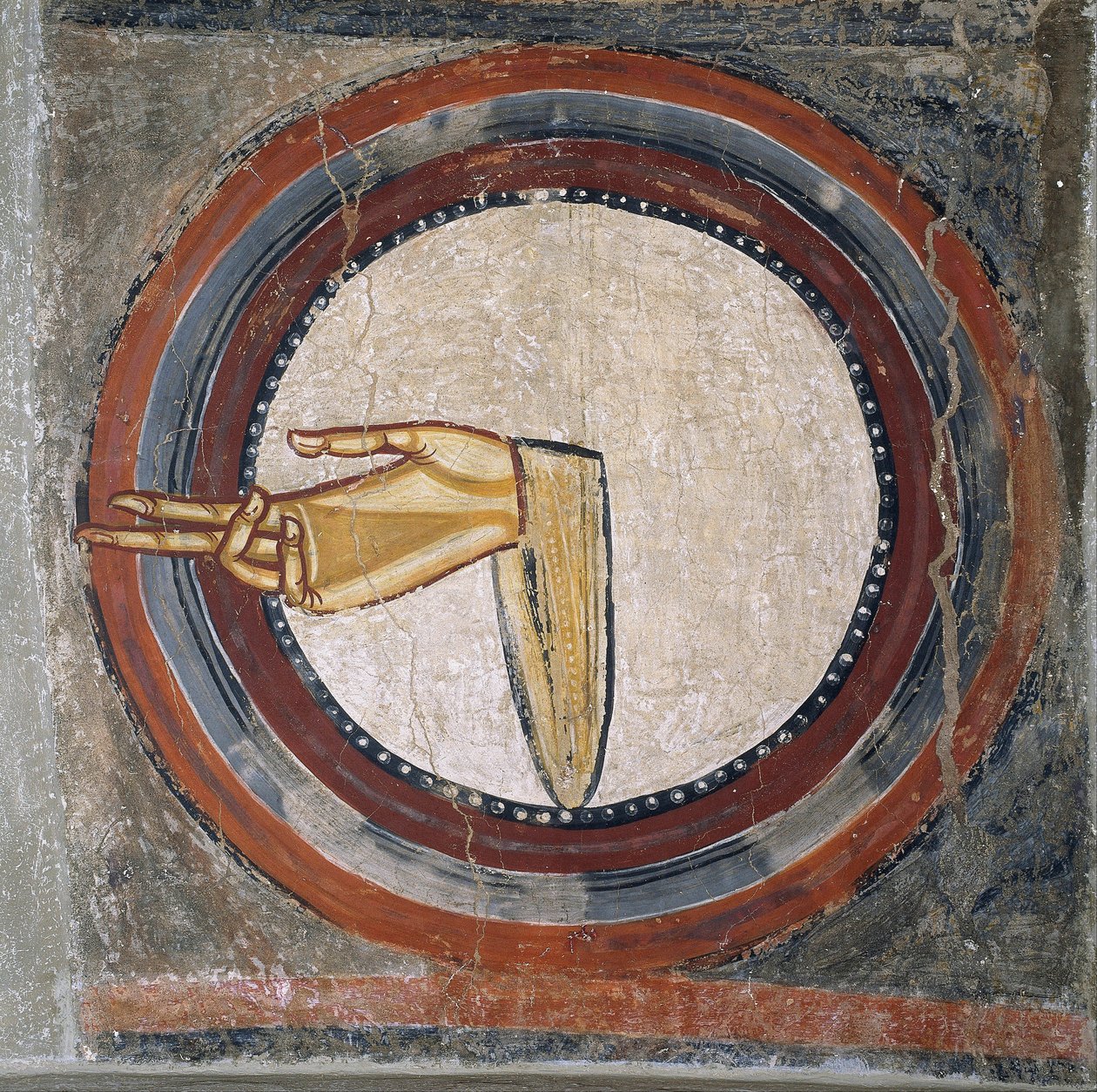 The Hand of God (od Sant Climent de Tauell) - Master of Tahull (Master of Sant Climent de Tauell) (aktywny XII wiek) - XII wiek - Fresk - 95x100 - Museu Nacional d