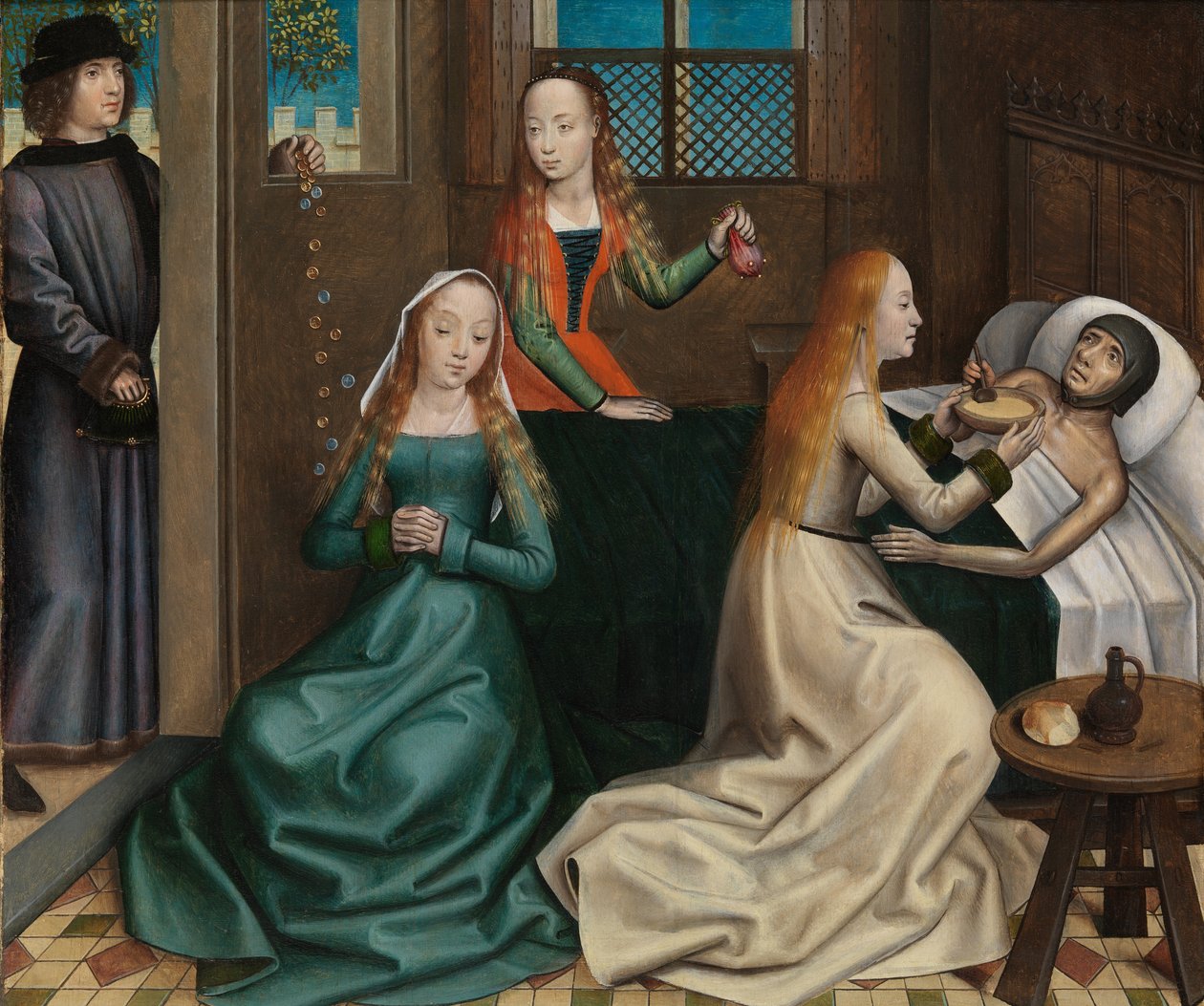 Miłosierdzie św. Mikołaja, z Ołtarza św. Mikołaja, ok. 1486-93 (olej na desce) autorstwa Master of The Legend of St. Lucy